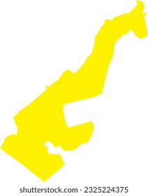 YELLOW CMYK color detailed flat stencil map of the European country of MONACO on transparent background