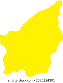 YELLOW CMYK color detailed flat stencil map of the European country of SAN MARINO on transparent background