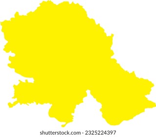 YELLOW CMYK color detailed flat stencil map of the European country of VOJVODINA on transparent background