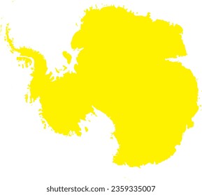 YELLOW CMYK color detailed flat stencil map of the continent of ANTARCTICA (SOUTH POLE) on transparent background