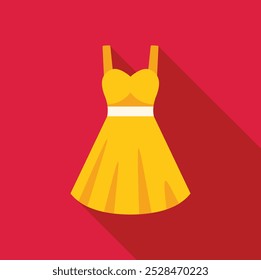 Yellow cocktail dress on red background with long shadow icon