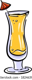 Yellow cocktail, illustration, vector on white background