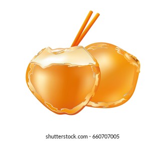 Yellow Coconuts with straw on white background
