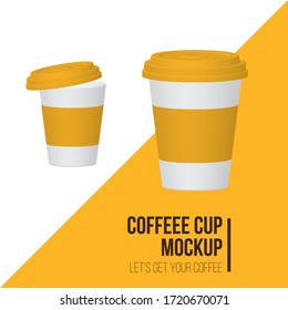 Yellow Coffee cup mockup vector