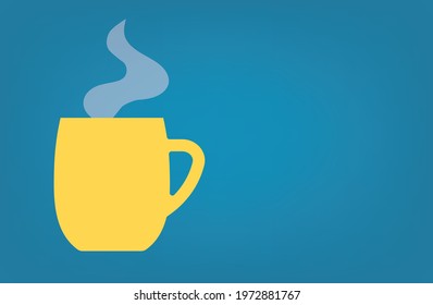 yellow coffee cup with steam and copy space- vector illustration