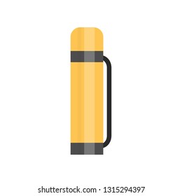 Yellow Coffee Thermos Container Vector Illustration on White Background