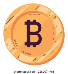 Yellow coin icon isolated in circle vector over white