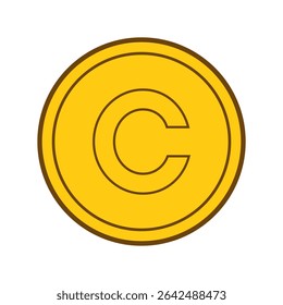 Yellow Coin with Letter C Digital Currency Concept