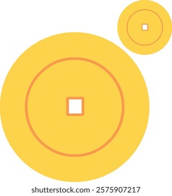 a yellow coin from lunar chinesse new year design