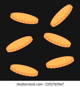 yellow coins falling on a gray background