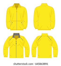 yellow color autumn fleece jacket and sport jacket set isolated vector on the white background