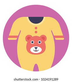 Yellow color baby romper, newborn baby clothes, flat vector icon 