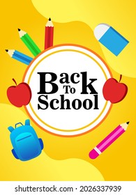 Yellow Color Back School Poster Template Stock Vector (Royalty Free ...