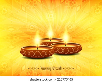 Yellow color background design for Diwali with beautiful lamps. vector illustration 