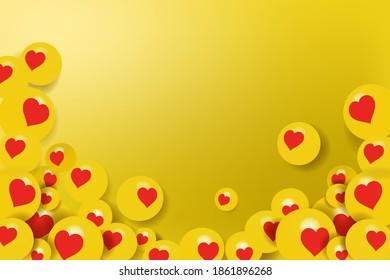 yellow color background with love expression balls with text space for backgrounds, posters, adds vector design illustration