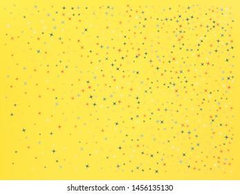 Yellow color background. Stars confetti. Liquid colorific texture. Stars confetti. Background confetti with stars.