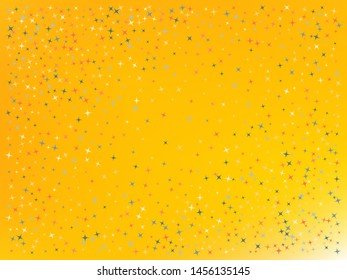 Yellow color background. Stars confetti. Funny colorific mesh. Stars confetti. Background confetti with stars.