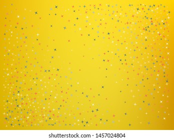 Yellow color background. Stars confetti. Minimal colorific theme. Stars confetti. Background confetti with stars.