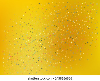 Yellow color background. Stars confetti. Minimal colorific mesh. Stars confetti. Background confetti with stars.