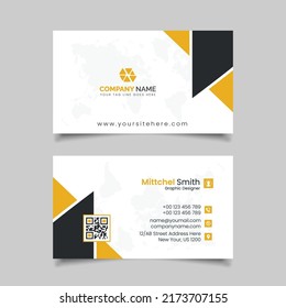 Yellow color business card template design, modern business card design 
