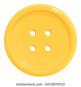 Yellow color button icon cartoon vector. Style art plastic. Metal dress