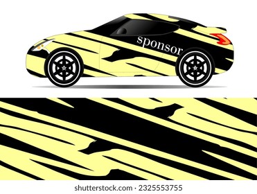 yellow color car sticker vector design. Graphic abstract line racing background kit design for vehicle, race car, rally, adventure and livery wrapping