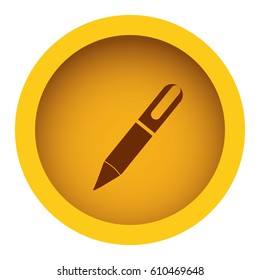 yellow color circular frame with silhouette pen icon vector illustration