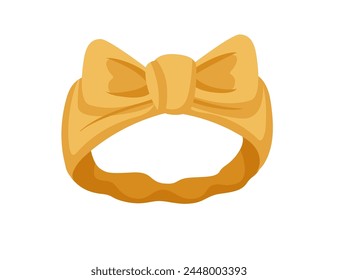 Yellow color cloth fashionable headband with bow vector illustration isolated on white background