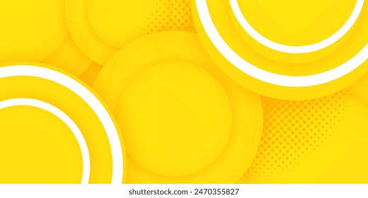 yellow color contrast banner. A bright yellow, Abstract background in hipster futuristic graphic vector illustration. Yellow background with white circles. Vector