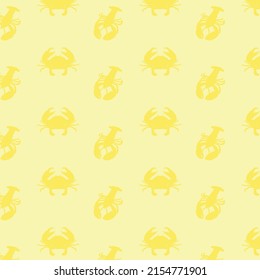 yellow color crab patterns on yellow background, vector