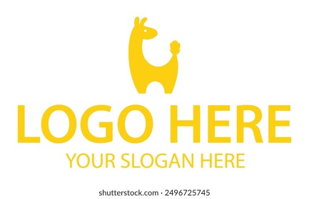 Yellow Color Cute Cartoon Giraffe Logo Design