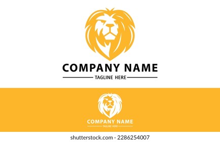 Yellow Color Danger Lion Face Logo Design