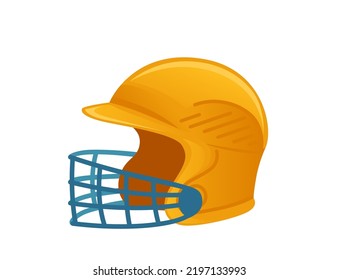 Yellow color defence baseball helmet with visor vector illustration isolated on white background