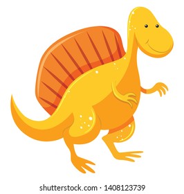  A yellow color dinosaur with orange hump in a , vector, color drawing or illustration. 