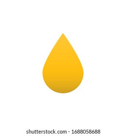 Yellow color drop icon  on white background. Gold oil sign in simple, solid, plain, flat style. 