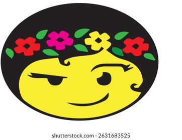 Yellow Color Face Cute small vector Girl .eps