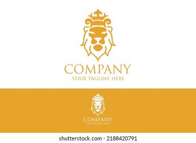 Yellow Color Face King Lion Logo Design