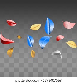 Yellow Color Falling Vector Black Transparent Background Brochure. Swirl Leaf Poster. Swamp Leaves Fly Template. Foliage Forest Concept.