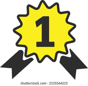 Yellow color first position badge concept illustration 