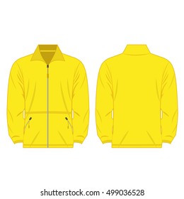 yellow color fleece outdoor jacket isolated vector on the white background svg
