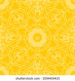 Yellow color floral pattern. Seamless vector illustration for design