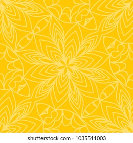 Yellow color floral pattern. Seamless vector illustration for design