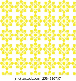yellow color floral seamless pattern on white background