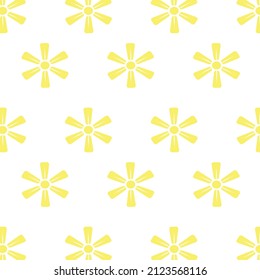 yellow color flower pattern on white background, vector decorative overlay