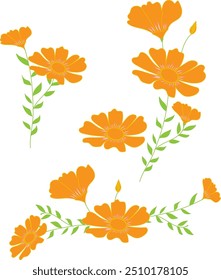 Diseño de Vector de flores de color amarillo