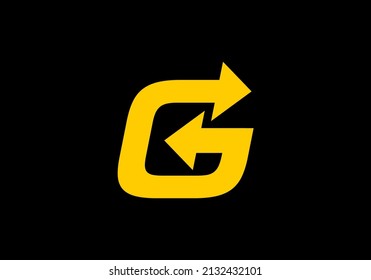 Yellow color of G initial letter with arrow design