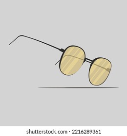 Yellow color glass with sunglass illustration