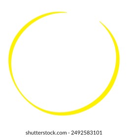 Yellow color hand drawing circle shape.