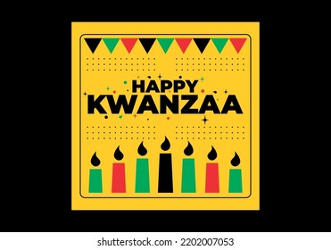 Yellow color of Happy Kwanzaa event social media banner design