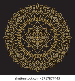 Mandala aislado de color amarillo en patrón redondo de Vector.